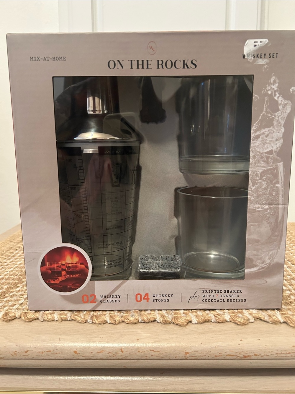 Gray Whiskey Bar Set with Shaker and Stones